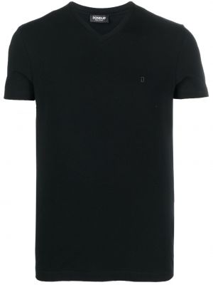 Pieguļošs t-krekls ar v veida izgriezumu Dondup melns