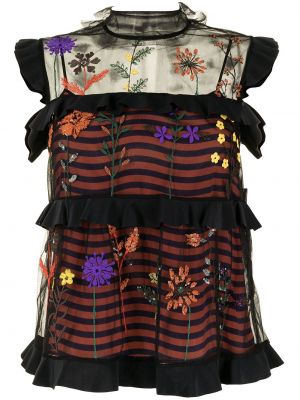 Blusa con bordado sin mangas de flores Fendi Pre-owned negro
