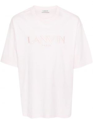 Памучна тениска бродирана Lanvin розово