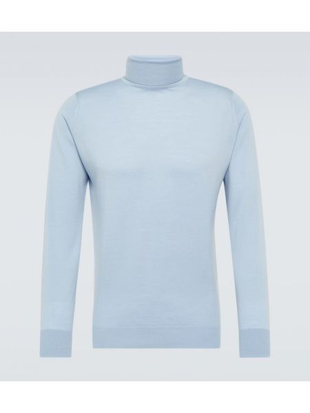 Pull col roulé en laine col roulé John Smedley bleu