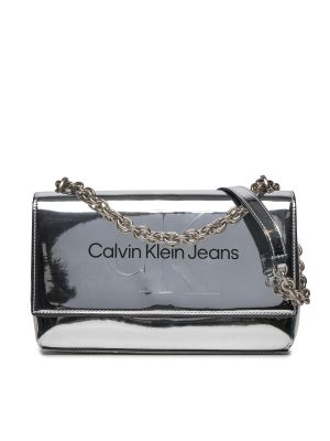 Torba na ramię z kieszeniami Calvin Klein Jeans srebrna