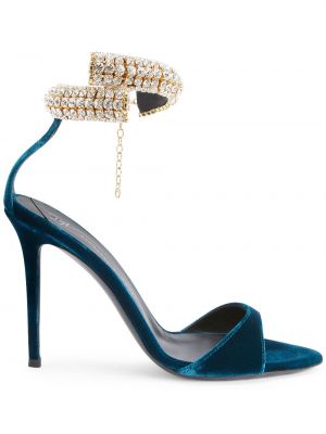 Žametne sandali iz rebrastega žameta Giuseppe Zanotti