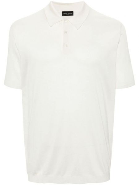 Megztas šilkinis polo marškinėliai Roberto Collina balta