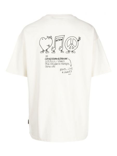 Kokvilnas t-krekls ar apdruku ar sirsniņām Five Cm balts