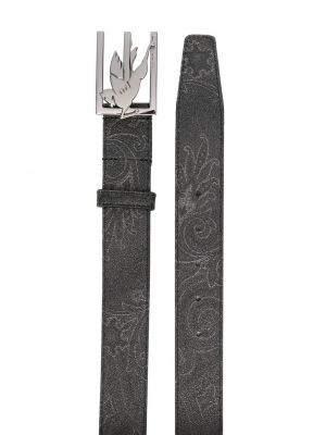 Kožený pásek s přezkou Etro šedý