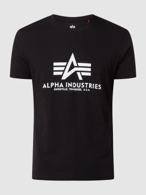 Koszulka bawełniana z nadrukiem Alpha Industries czarna