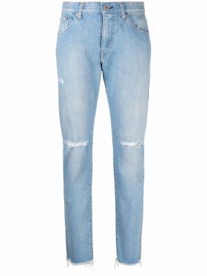 Skinny džíny s oděrkami Junya Watanabe modré