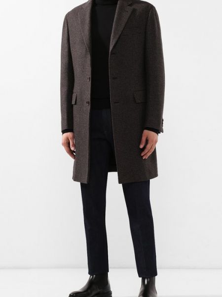 Шерстяное пальто Brioni коричневое