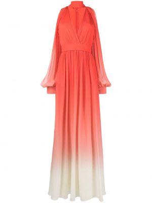 Копринена вечерна рокля с градиентным принтом Elie Saab розово