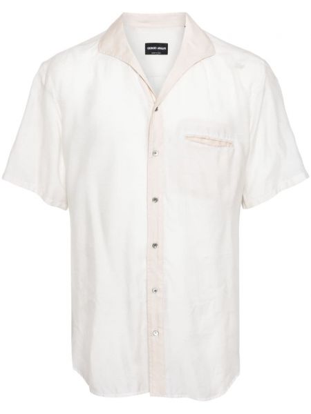 Pérová košeľa na gombíky Giorgio Armani biela