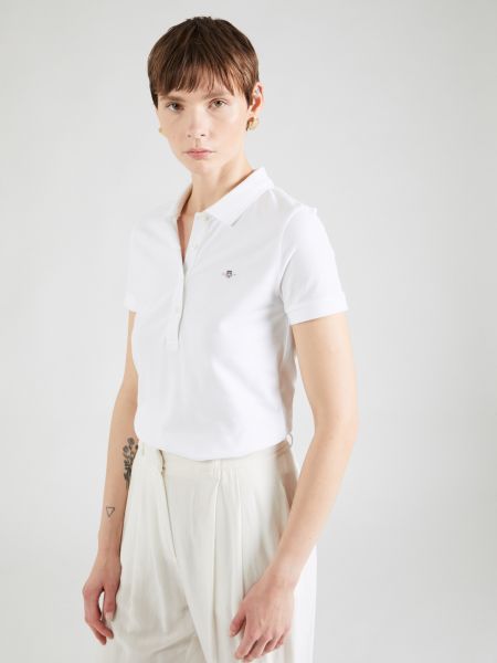 Поло тениска с копчета slim Gant бяло