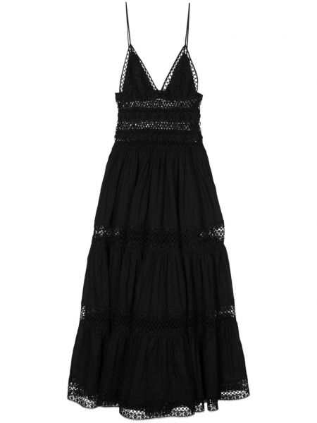Siuvinėtas suknelė su petnešėlėmis Charo Ruiz Ibiza juoda