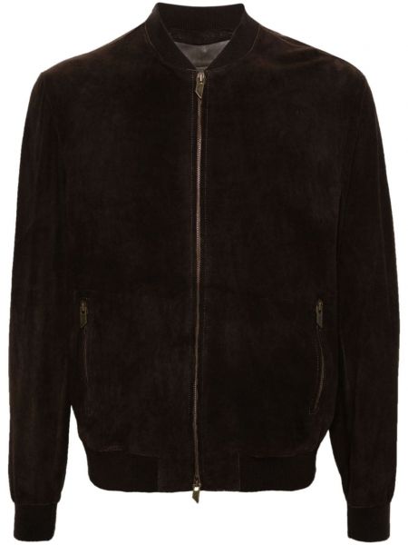 Bomber jakna od brušene kože s patentnim zatvaračem Salvatore Santoro smeđa
