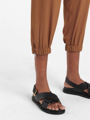 Hodvábne teplákové nohavice Rick Owens hnedá