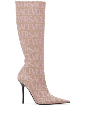Kožené kotníkové boty Versace béžové
