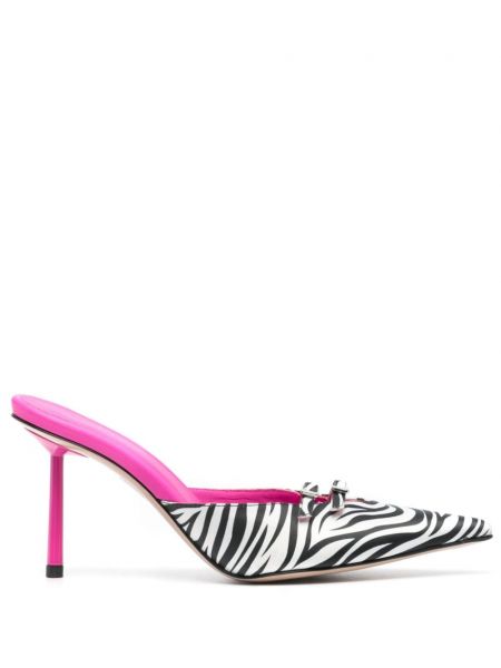 Papuci tip mules din satin cu imagine cu model zebră Le Silla