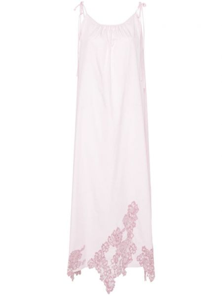 Haljina na naramenice s cvjetnim printom s čipkom Acne Studios ružičasta