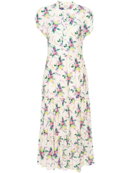 Midi haljina s cvjetnim printom s printom Zadig&voltaire bež