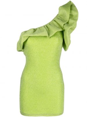 Коктейлна рокля с волани Amen зелено