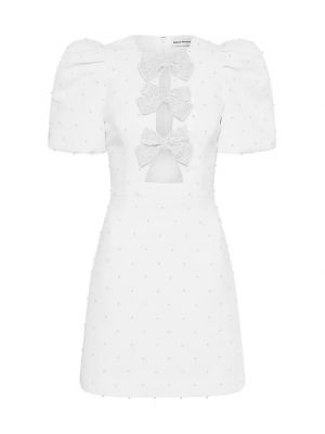 Платье мини с жемчугом из крепа Rebecca Vallance белое