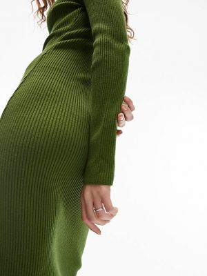 Трикотажное платье миди с сердечками Topshop зеленое