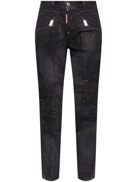 Sıkıntılı skinny fit jean pantolon Dsquared2 siyah