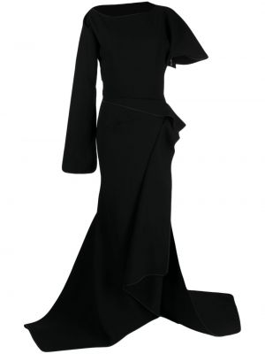 Asimetrična večerna obleka z draperijo Maticevski črna