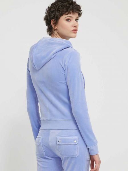 Kapucnis velúr slim fit pulóver Juicy Couture kék