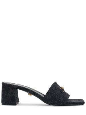 Papuci tip mules din jacard Versace negru