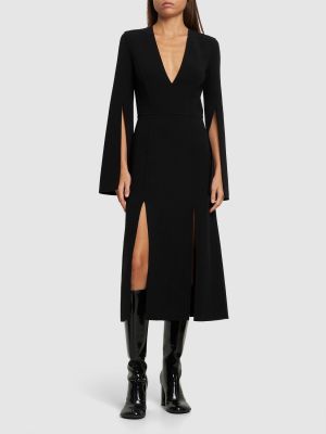 Vestido midi de lana de crepé Michael Kors Collection negro