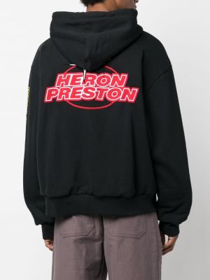 Kapučdžemperis ar rāvējslēdzēju ar apdruku Heron Preston melns