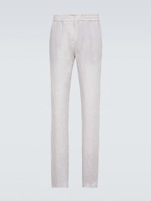 Pantalones rectos de lino Loro Piana blanco