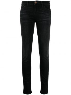 Haftowane jeansy skinny Emporio Armani czarne