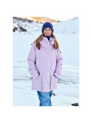 Куртка Roxy, демисезон/зима, укороченная, водонепроницаемая, карманы, мембранная, несъемный капюшон, манжеты, подкладка, стеганая, XS розовый