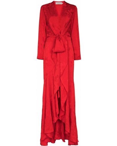 Vestido de noche de tejido jacquard Silvia Tcherassi rojo