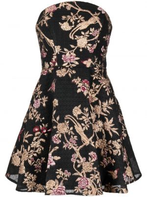 Koktel haljina s vezom s cvjetnim printom Marchesa Notte crna