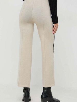 Jednobarevné vlněné kalhoty s vysokým pasem Beatrice B béžové