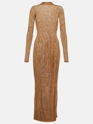 Μάξι φόρεμα από ζέρσεϋ Saint Laurent μπεζ