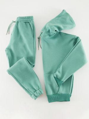 Oversized fleece σετ φόρμας με κουκούλα Trendyol πράσινο