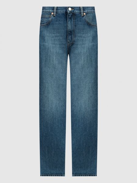 Прямые джинсы с потертостями Valentino синие
