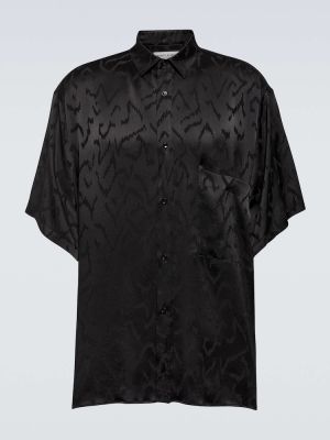 Camicia di seta in tessuto jacquard Saint Laurent nero