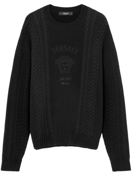 Siuvinėtas megztinis Versace juoda
