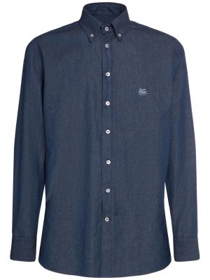 Bavlnená košeľa Etro modrá