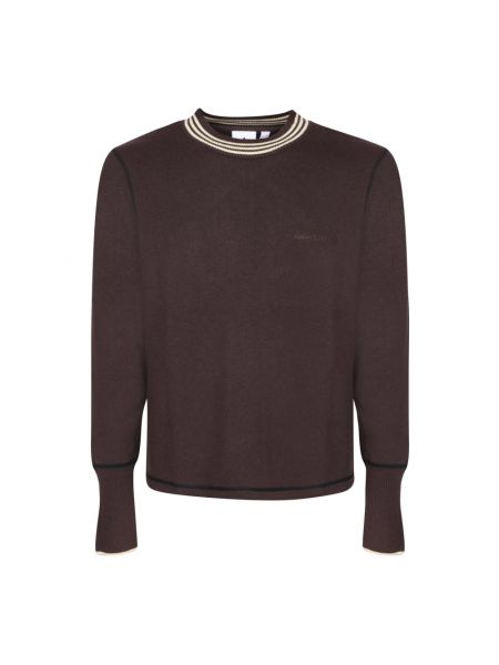 Sweter w paski z okrągłym dekoltem Adidas brązowy