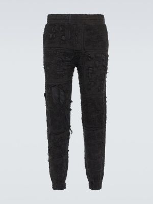 Pantaloni sport zdrențuiți din bumbac Givenchy negru