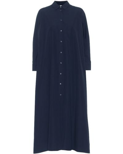 Bavlněné dlouhé šaty Jil Sander - modrá