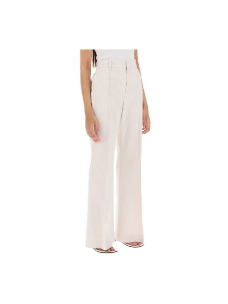 Pantalones de cintura alta de algodón Ralph Lauren blanco