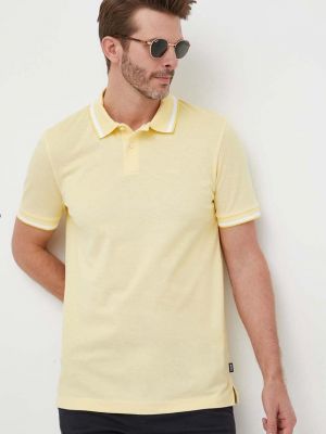 Меланж памучна тениска с дълъг ръкав Boss жълто