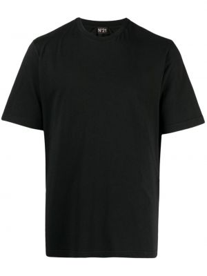 Černé bavlněné tričko s potiskem Nº21