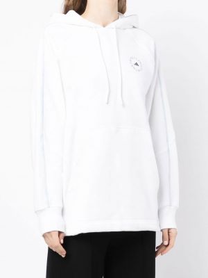 Bluza z kapturem bawełniana z nadrukiem Adidas By Stella Mccartney biała